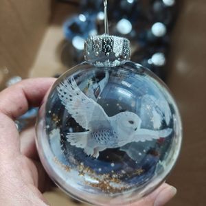 Décorations de Noël : Ensemble de Boules Transparentes en Plastique Style Américain, Ornements de Fête Imprimés, Design Créatif Transfrontalier - Product Image 1