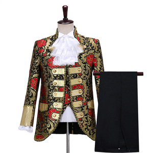 Nouveau <span class=keywords><strong>costume</strong></span> pour <span class=keywords><strong>homme</strong></span> en trois <span class=keywords><strong>pièces</strong></span>, style européen <span class=keywords><strong>vintage</strong></span>, Renaissance, antique, imprimé floral, <span class=keywords><strong>costume</strong></span> de scène Prince Charmant pour <span class=keywords><strong>homme</strong></span> - Product Image 3