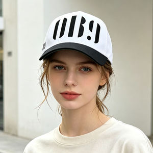 Custom 3D Puff Letter <b>Hat</b> Low MOQ OEM ODM Monocromatic <b>Black</b> <b>White</b> Embroidered Streetwear Cap Structured 5 Panel - Product Image 4