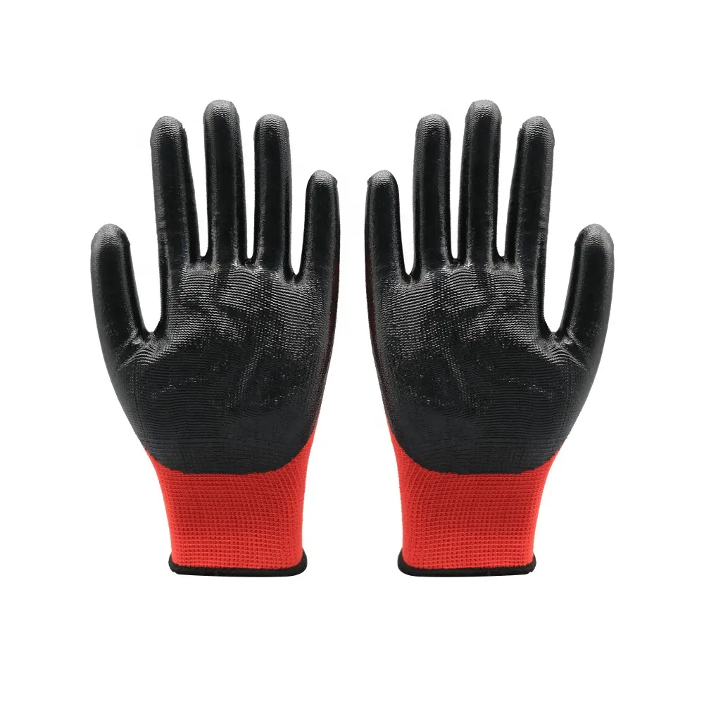 China Wholesale Industrial Nitrile Coated Safety Work Glove Construction Latex coated Nylon Gloves for Working