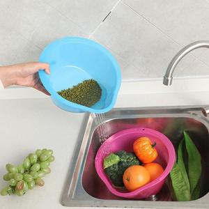 Multifunctional <b>Plastic</b> <b>Colander</b> Set Pink Yellow Blue Kitchen Vegetable Fruit Draining Basin Strainer for Food Prep - Product Image 3