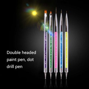Lot de 5 stylos double embout pour nail art, stylo de photothérapie, outil de dessin de lignes et de fleurs, manche en plastique - Product Image 6