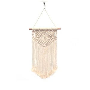 พรมแขวนผนังสีขาวสำหรับห้องนอนแนววินเทจเชือกคอตตอนคุณภาพดีแบบโบฮีเมียน - Product Image 6