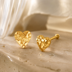 Anillo de Nariz con Diseño de Pepita de Oro Pulido CRYSPURE para Mujer, Forma de Corazón y Círculo, Joyería Corporal, Regalo Moderno y a la Moda para Ella - Product Image 2