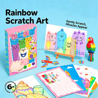 Kit d'art créatif avec raclette pour enfants, ensemble de papier à gratter arc-en-ciel, carnets de peinture magique à points pour fête