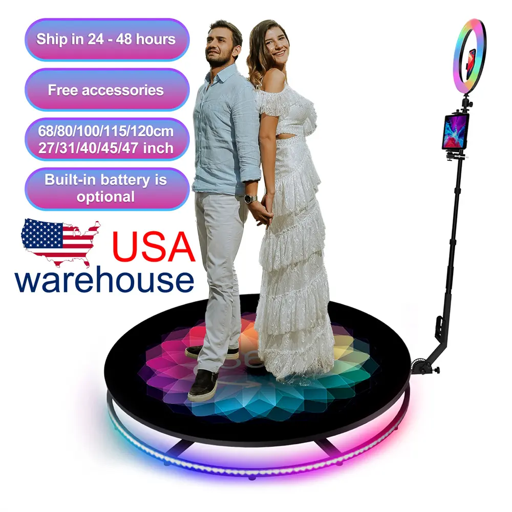 Usa Warehouse Revolve 360 Photo Booth Wedding Party Selfie Machine Photo Booth Retractable Phone Camera 360 Video Photo Booth
