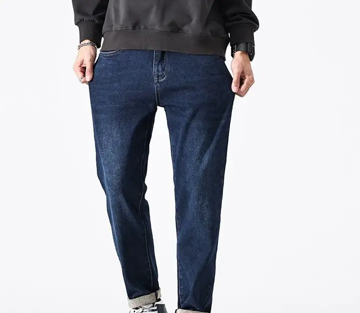 Мужские джинсы осень-зима повседневные износостойкие брюки Узкие прямые брюки с небольшой талией стандартная толщина