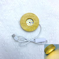 Meistverkaufter Trendiger Neuer 6-10cm USB Leuchtender 3D Holzständer Warme Nacht Kristallkugel LED-Lichtbasis Holzhandwerk