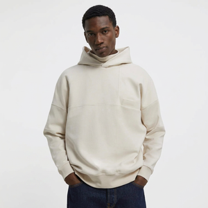 Sudadera con capucha oversize de algodón 100% velour 420g con media cremallera para hombre, estilo casual de invierno, sin bolsillos, estampado digital liso, de Clush Sports Streetwear. - Product Image 1