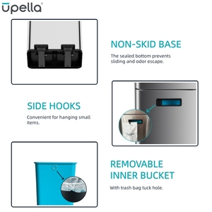 Rectangular 60L Foot Pedal Slow Close <strong>Double</strong> <strong>Compartments</strong> Stainless Steel Bathroom Waste <strong>Bin</strong> - Product Image 3