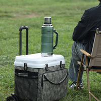 Glacière isotherme portable en plastique de 28 L pour le transport de poisson, avec roues et poignée, chariot isotherme souple