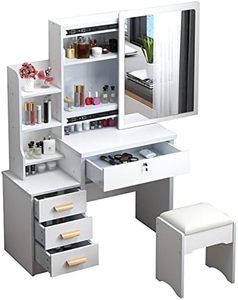 Trendy Plastic Material Bay Window Integrated <b>Dressing</b> <b>Table</b> Storage Cabinet for Small Apartment Household Use 1 Year Makeup - Product Image 1