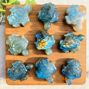 คริสตัลธรรมชาติแกะสลักรูปเต่าสายรุ้งลาบราดอไรต์สำหรับทำเครื่องประดับแบบทำมือ - Product Image 3