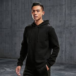 Sweat-shirt à capuche noir pour homme de qualité supérieure avec logo personnalisé, coupe classique, en coton tricoté, décontracté, avec poche, pour l'automne - Product Image 3