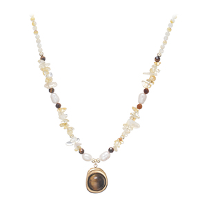 Collier en acier inoxydable <span class=keywords><strong>CL</strong></span> Natural Tiger's Eye plaqué or 18 carats avec perles de culture d'eau douce et cristaux, bijoux pour femme, cadeau tendance 2026 - Product Image 6
