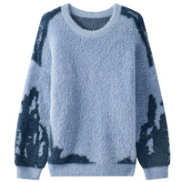 Tricots personnalisés pour hommes de haute couture en fausse fourrure de vison Jacquard pulls flous pulls surdimensionnés