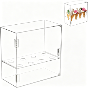 <span class=keywords><strong>Vitrina</strong></span> <span class=keywords><strong>de</strong></span> acrílico transparente <span class=keywords><strong>de</strong></span> tamaño personalizado para conos <span class=keywords><strong>de</strong></span> helado, con 9 orificios, expositor <span class=keywords><strong>de</strong></span> conos <span class=keywords><strong>de</strong></span> gofre con puerta a prueba <span class=keywords><strong>de</strong></span> polvo para tienda <span class=keywords><strong>de</strong></span> postres - Product Image 1