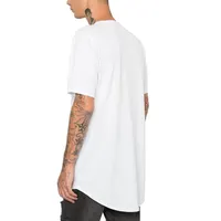 Men's Curved Hem Tall Tee Basic Length Oversized Extended T Shirt Hem Tall Tees Long Back Basic Oversized