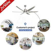 Ventilateur de plafond 1stshine Sliver 66 pouces à haut volume d'air, moteur DC, 6 pales ABS, avec lumière LED