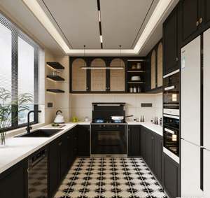 Proveedor de Gabinetes de Cocina Personalizados, Madera Contrachapada de Alta Calidad con Estantes Abiertos y Bisagras de Cierre Suave, Hecho en China - Product Image 4