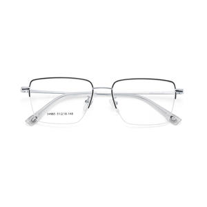Montures de lunettes rectangulaires pour hommes Danyang 34985, demi-monture, verres en résine, anti-UV, titane à mémoire de forme - Product Image 1