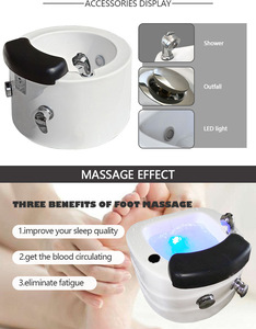 KISEN Pedicure Sinks for Foot Bath Luxury Hot Sale Salon Ceramic Pedicure Bowls No Plumbing Pedicure Foot Spa Bowls <b>White</b> - Product Image 5