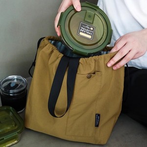 Insulated Nylon Lunch Bag Large Capacity Drawstring Design For Outdoor Use Stone Green Color With PEVA Lining - Product Image 5