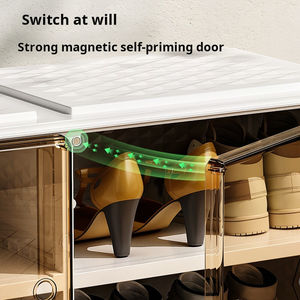 Elegante Caja Organizadora de Zapatos Plegable con Puertas Magnéticas y Diseño Transparente - Product Image 3