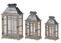 Lanterne en bois antique avec dessus en métal pour bougie Décoration de la maison et lanterne de jardin en plein air Lanterne décorative pour bougie de cour
