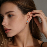 Boucles d'oreilles clous Damila Jewelry OEM ODM tendance pour femme, en argent sterling 925, série animaux et oiseaux, turquoise bleue