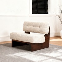 Canapé en tissu et bois massif de style nordique moderne, fauteuil de loisirs individuel en bois massif, ensemble de canapés pour salon, chaise à dossier