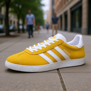 Adidas Gazelle Men's Retro Sporty High Top Loafers Crew Yellow Cloud White Breathable Mesh Upper Round Toe - Product Image 2