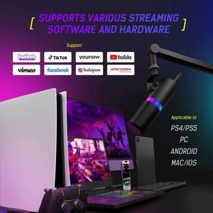 Nouveau modèle de microphone dynamique NV7 XLR USB avec effet lumineux RVB et support de bureau pour l'enregistrement de podcasts, les jeux sur PC et le streaming - Product Image 5