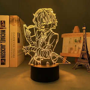 Venta al por mayor nuevos perros callejeros Bungo <span class=keywords><strong>Dazai</strong></span> Osamu Nakahara Chuuya Kawaii Girl DIY 3D LED linterna acrílico <span class=keywords><strong>Anime</strong></span> noche Luz - Product Image 1