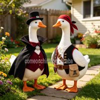 Hofgans-Kleidung Feiertagsmotiv Gans-Statue Outfit Halloween Weihnachten Geburtstag Vampir Pirat Rasen Garten Dekoration