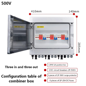 DC 500V 3 Input 3 Output PV Combiner <b>Box</b> with 3x2P Breaker 3x2P SPD 6x20A Fuse IP65 , Distribution <b>box</b> - Product Image 1