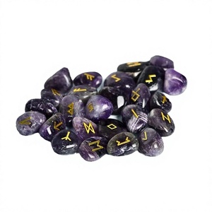 Juego de 25 Runas del Alfabeto Talladas en Piedras Preciosas, Estilo Nórdico Germánico, Feng Shui, Chakra, Pirámide, Escultura, Piedras de Bolsillo Ecológicas - Product Image 3