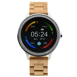 Blood Pressure Health Monitoring Smartwatch Electronic Fitness Music Fashion Smart Watches Wooden Band IP67 Smart Watch 2022