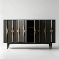 Buffet de luxe italien moderne minimaliste Wabi-Sabi en frêne avec détails sculptés, construction en bois massif, meuble de rangement pour salle à manger et maison