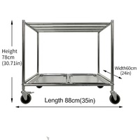 Chariot de suspension mobile à 4 roues en acier inoxydable 304 poli pour cuisines professionnelles, à un seul niveau, pour canards rôtis, oies et poulets, avec fonction de séchage