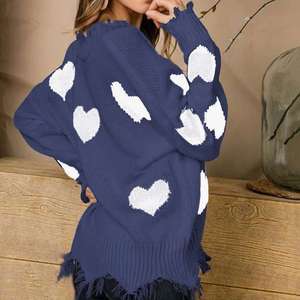 <span class=keywords><strong>Maglione</strong></span> lavorato a maglia Pullover con scollo a v da donna <span class=keywords><strong>maglione</strong></span> con nappe allentate Casual da donna - Product Image 3