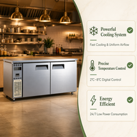 Table de préparation à pizza en acier inoxydable Gastronorm GN 1/1 de qualité supérieure, réfrigérateur à 3 portes sous comptoir pour boulangerie, restaurant, boutique