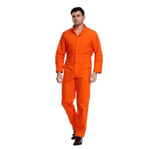 オレンジ色の囚人制服刑務所衣装成人男性受刑者ジャンプスーツ刑務所用カスタムロゴ