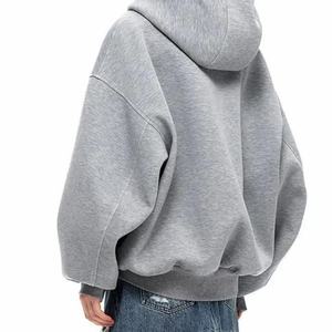 Sudadera con capucha de peso pesado para mujer, estilo urbano, con etiqueta personalizada, logo impreso, cuello con cremallera y cordón elástico, blusa informal - Product Image 5