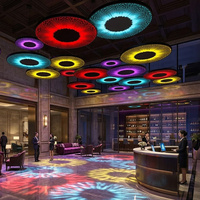 Luminaire suspendu LED rond en acrylique à changement de couleur RVB, contrôlé par une application intelligente, pour la décoration de boîte de nuit, bar, lustre