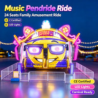 Manège Musical Thème Dessin Animé Happy Swing pour 24 Personnes avec Lumières LED Néon – Machine d'Attraction Extérieure pour Fêtes Foraines, Carnavals et Parcs à Thème