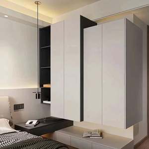 Armoires en bois de haute qualité au design moderne personnalisable, durables et robustes, armoires de chambre à coucher, porte en MDF, gain de place pour les villas - Product Image 5