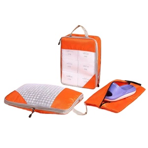 Ensemble de 4 sacs de rangement de bagages compressibles portables et durables, personnalisables, imperméables et pliables pour les voyages - Product Image 1
