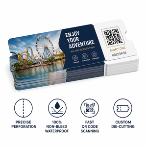 Boleto de Entrada Personalizado Preimpreso con Código de Barras Continuo y Fácil de Desprender <span class=keywords><strong>para</strong></span> Zoológicos, Museos y Parques de Atracciones - Product Image 2