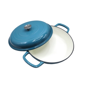 Casserole peu profonde professionnelle <span class=keywords><strong>en</strong></span> <span class=keywords><strong>fonte</strong></span> émaillée de qualité supérieure, style braiseur français, bleu - Product Image 1